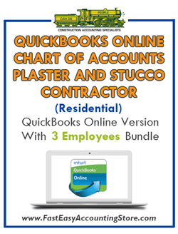 Plaster And Stucco Contractor Residential QuickBooks Online Chart Of Accounts With 0-3 Employees Bundle - Fast Easy Accounting Store