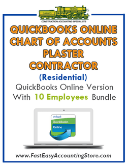 Plaster Contractor Residential QuickBooks Online Chart Of Accounts With 0-10 Employees Bundle - Fast Easy Accounting Store