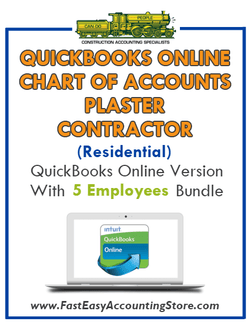 Plaster Contractor Residential QuickBooks Online Chart Of Accounts With 0-5 Employees Bundle - Fast Easy Accounting Store