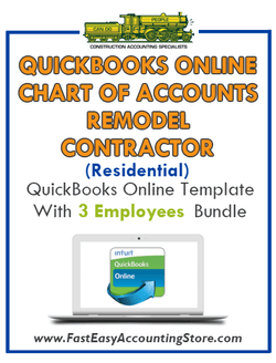 Remodel Contractor Residential QuickBooks Online Chart Of Accounts With 0-3 Employees Bundle - Fast Easy Accounting Store