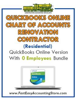 Renovation Contractor Residential QuickBooks Online Chart Of Accounts With 0 Employees Bundle - Fast Easy Accounting Store