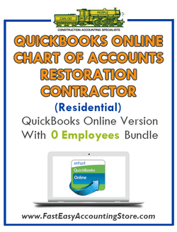 Restoration Contractor Residential QuickBooks Online Chart Of Accounts With 0 Employees Bundle - Fast Easy Accounting Store