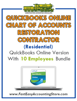 Restoration Contractor Residential QuickBooks Online Chart Of Accounts With 0-10 Employees Bundle - Fast Easy Accounting Store