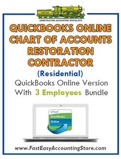 Restoration Contractor Residential QuickBooks Online Chart Of Accounts With 0-3 Employees Bundle - Fast Easy Accounting Store