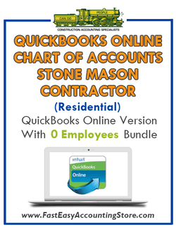 Stone Mason Contractor Residential QuickBooks Online Chart Of Accounts With 0 Employees Bundle - Fast Easy Accounting Store
