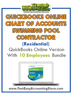 Swimming Pool Contractor Residential QuickBooks Online Chart Of Accounts With 0-10 Employees Bundle - Fast Easy Accounting Store