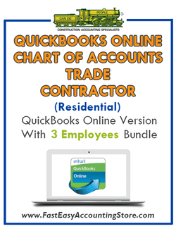 Trade Contractor Residential QuickBooks Online Chart Of Accounts With 0-3 Employees Bundle - Fast Easy Accounting Store