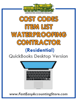 Waterproofing Contractor Residential QuickBooks Cost Codes Item List Desktop Version Bundle - Fast Easy Accounting Store