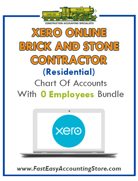 Brick And Stone Contractor Residential Xero Online Chart Of Accounts With 0 Employees Bundle - Fast Easy Accounting Store