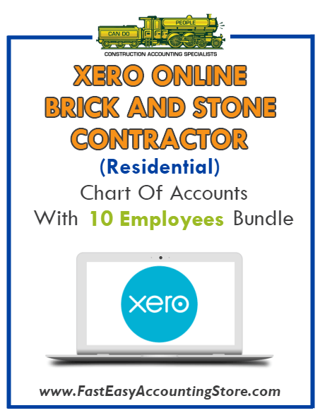 Brick And Stone Contractor Residential Xero Online Chart Of Accounts With 0-10 Employees Bundle - Fast Easy Accounting Store