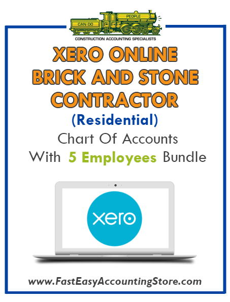 Brick And Stone Contractor Residential Xero Online Chart Of Accounts With 0-5 Employees Bundle - Fast Easy Accounting Store