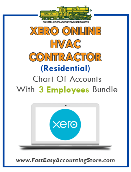 HVAC Contractor Residential Xero Online Chart Of Accounts With 0-3 Employees Bundle - Fast Easy Accounting Store