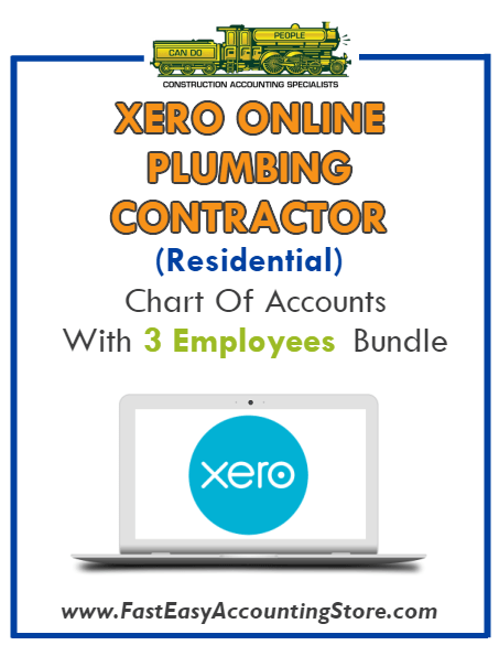 Plumbing Contractor Residential Xero Online Chart Of Accounts With 0-3 Employees Bundle - Fast Easy Accounting Store