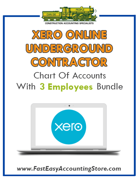 Underground Contractor Xero Online Chart Of Accounts With 0-3 Employees Bundle - Fast Easy Accounting Store